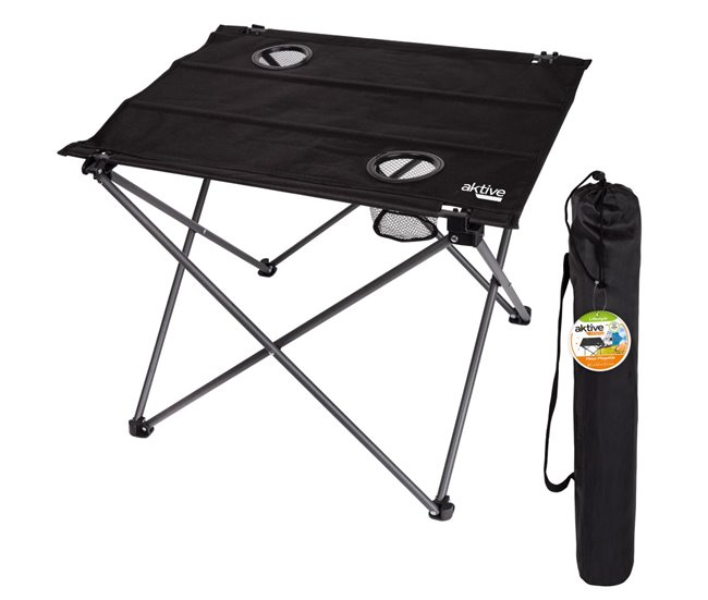 Mesa plegable textil para camping Aktive Negro