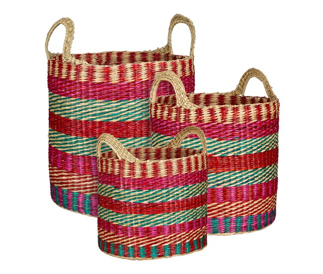 Cesta ALMA seagrass fucsia marca CONFORAMA 