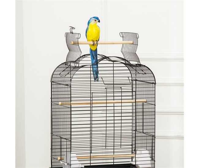 Jaula para Pájaro Acero, PP, Madera Mixta PawHut Negro