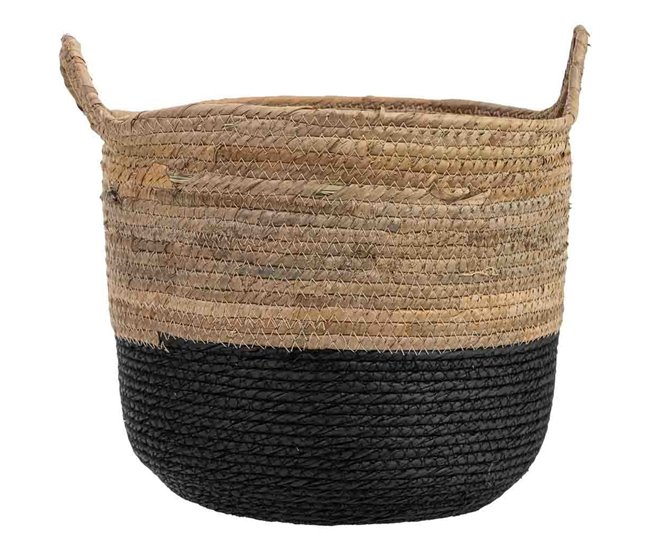 Cesto de fibra de hoja de banana y cuerda Negro