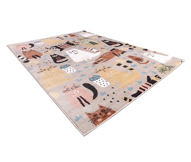 Alfombra FUN Kittens para niños gatos 140x190 Beige