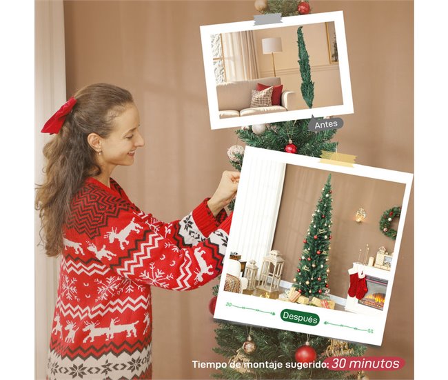 Árbol de Navidad Plástico, Metal HOMCOM, hogar - decoración Verde