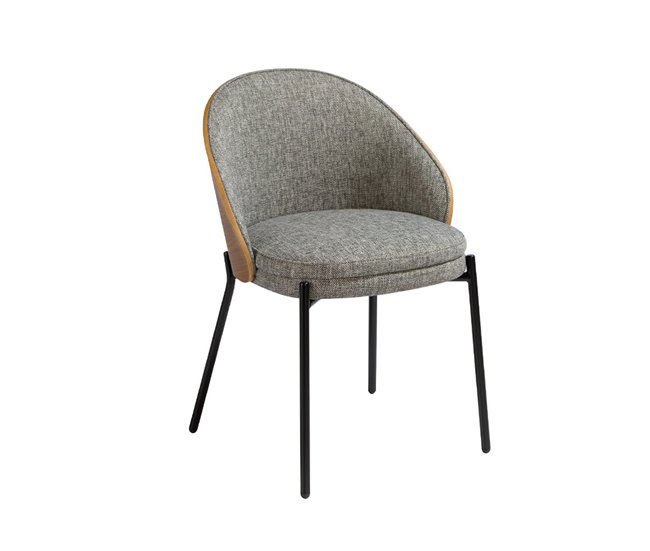 ANGEL CERDA Silla tela gris y nogal Nogal