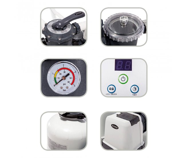 Depuradora de arena INTEX Kristal Clear 7.900 litros/hora 0,30hp Blanco