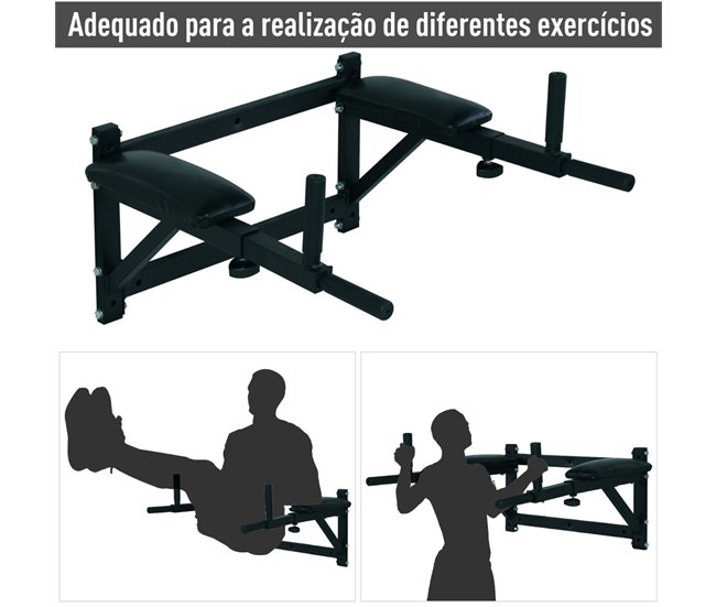 Barra de Dominada Acero, PVC, Espuma HOMCOM Negro