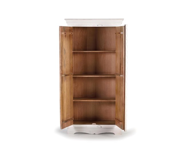 Armario 2 puertas de madera con detalles de cristal Blanco