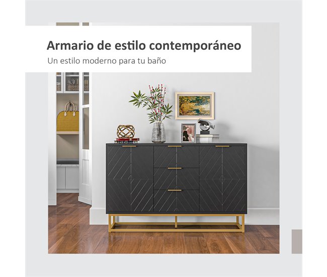 Aparador de Salón MDF, Metal HOMCOM, hogar - muebles de comedor Negro
