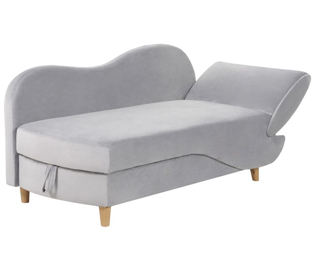 Beliani Chaise longue Terciopelo MERI Gris Claro
