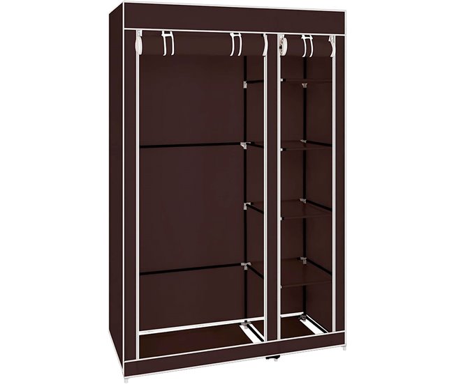 Armario Vestidor de Tela Con Puertas de Cremallera Nyana Home Marron