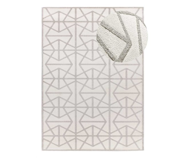 Alfombra geométrica con relieve FLORA - ATTICGO 80x150 Plateado