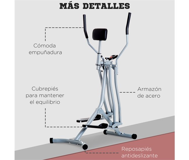 Bicicleta Elíptica Acero, ABS HOMCOM, deportes y ocio - fitness Gris