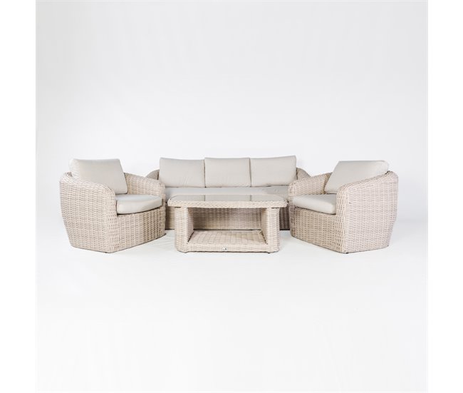 Set de jardín MOREA con mesa, 1 sofá y 2 sillones Gris Claro