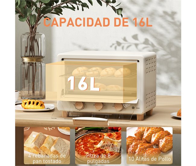 Horno Eléctrico Sobremesa Acero Inoxidable HOMCOM, hogar - cocina Crudo