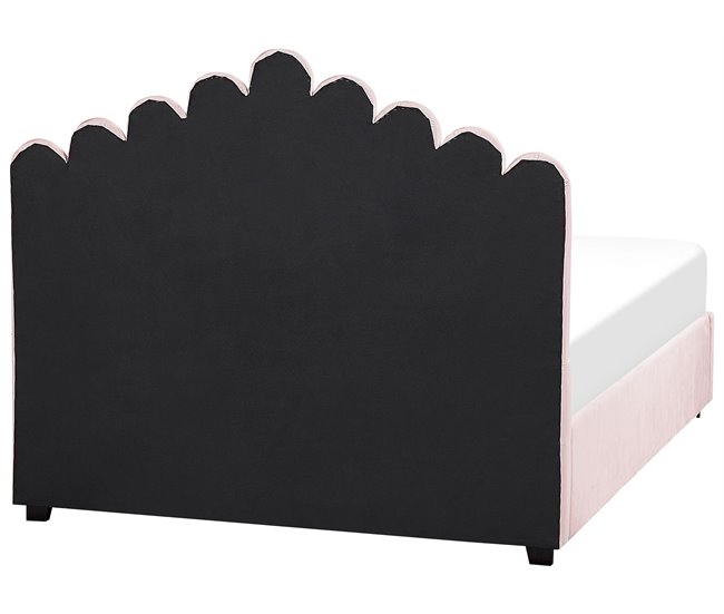 Beliani Cama con almacenaje Terciopelo VINCENNES 147x214 Blanco/ Beige