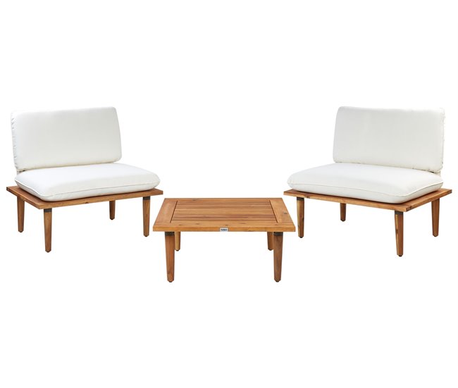 Beliani Conjunto de jardín Madera de acacia Crema