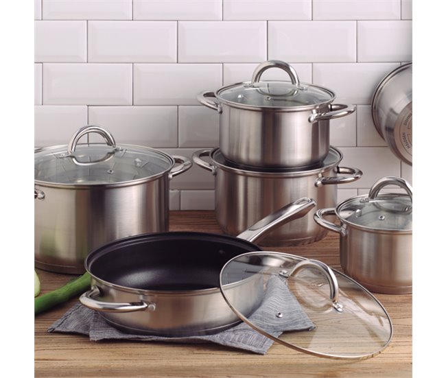 Set de batería de cocina ALEXANDER 7 piezas marca BERGNER  Inox