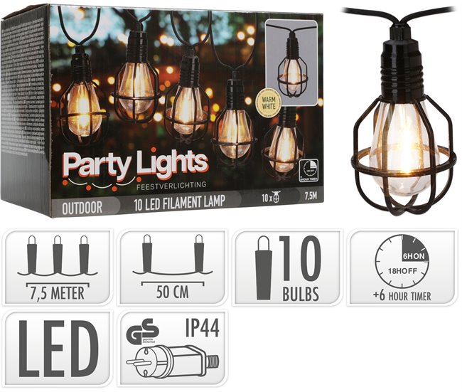 Guirnalda de luces led REJILLA 7,5 metros Negro