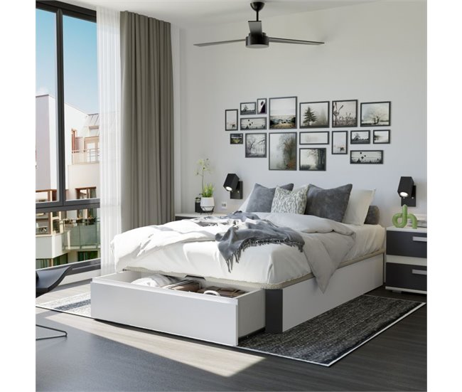 Canapé Luxury S-Max 3D 135x190 Blanco/ Gris