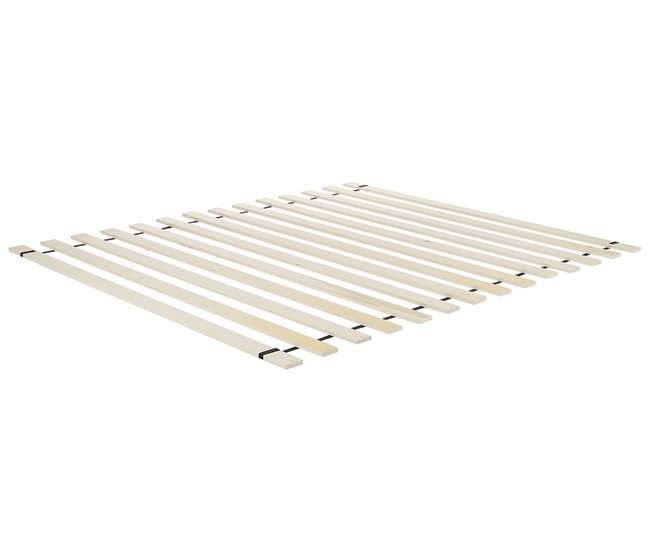 Beliani Cama con somier Madera de caucho BOUSSICOURT Marron