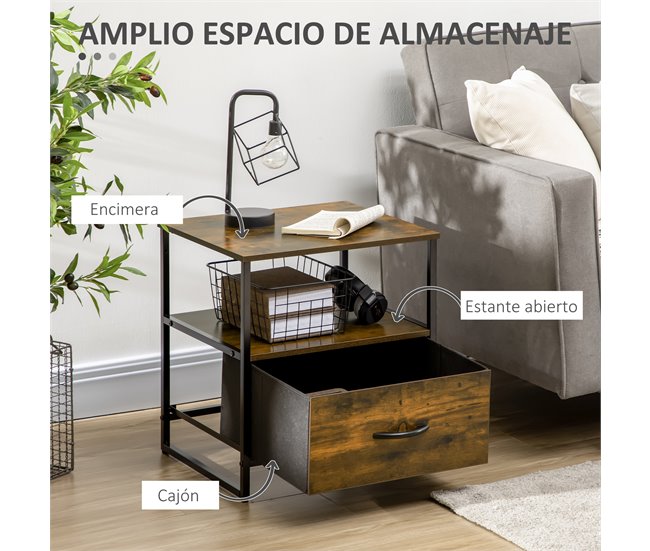 Armario de Salón Poliéster, Acero, MDF HOMCOM 45 Rojo