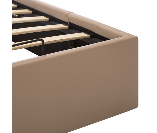Cama canapé hidráulica cuero sintético 100x200 Marron