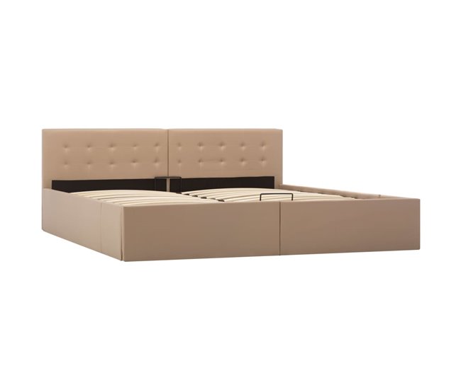Cama canapé hidráulica cuero sintético 180x200 Marron