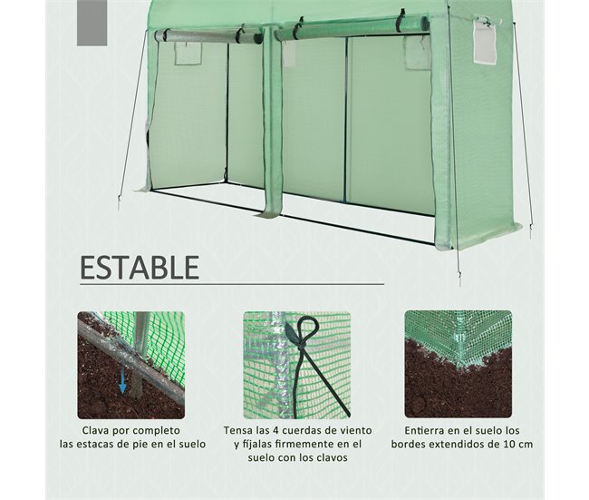 Invernadero Acero, PE Outsunny Verde