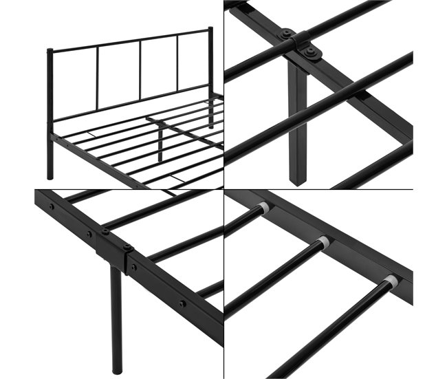 Cama matrimonio Laos con somier - metal Negro
