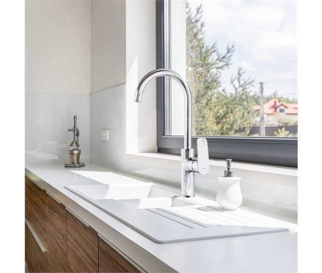Grifo de Fregadero de Cocina Monomando con Caño Alto Cromo
