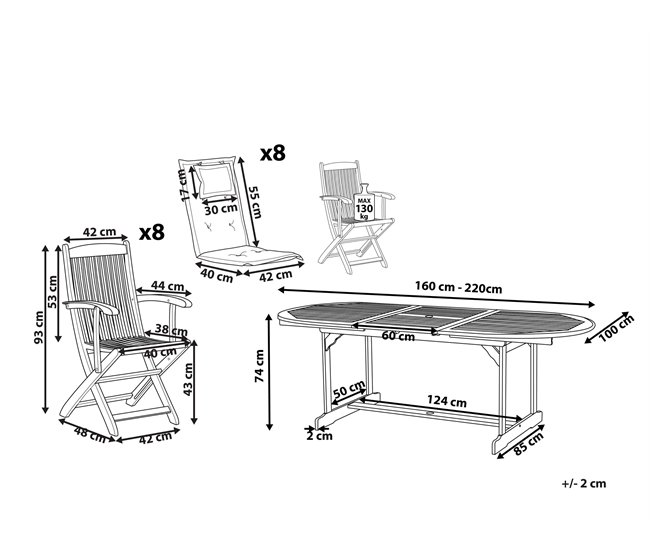 Beliani Conjunto de comedor MAUI Azul