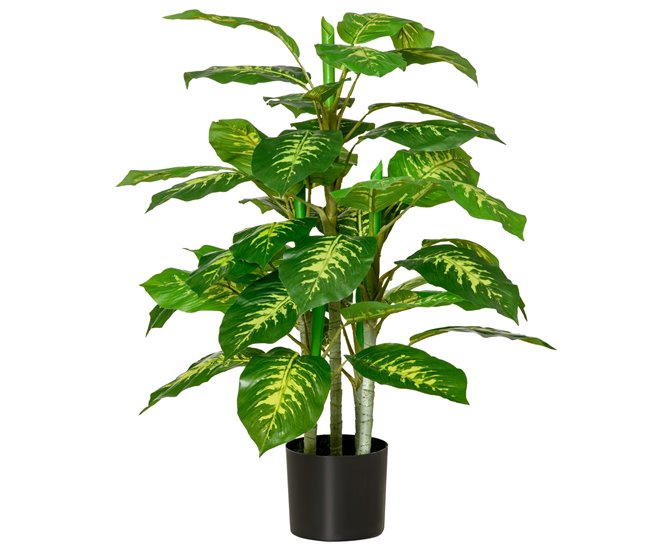Planta Artificial PEVA, PE, Acero, Cemento HOMCOM Verde