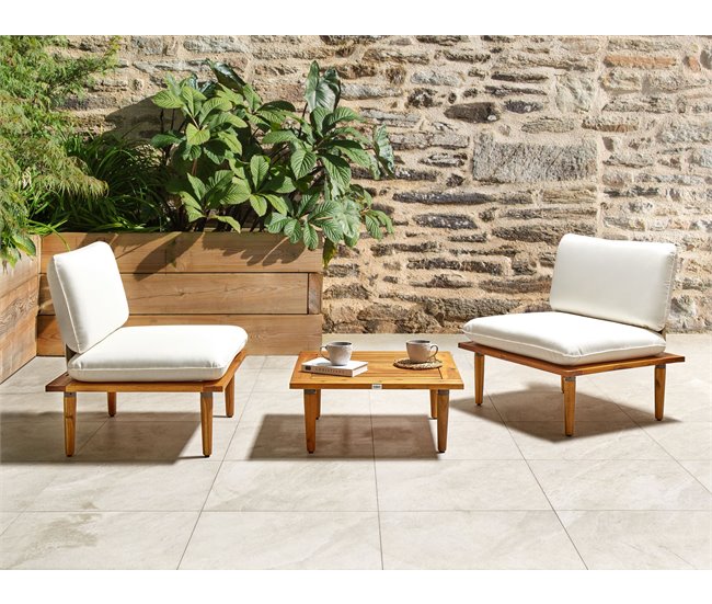 Beliani Conjunto de jardín Madera de acacia Crema