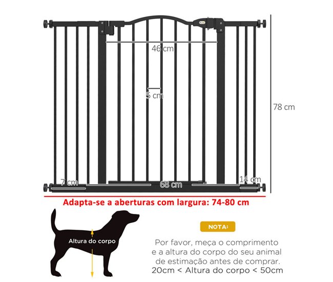 Barrera de Seguridad Metal, Plástico PawHut Negro