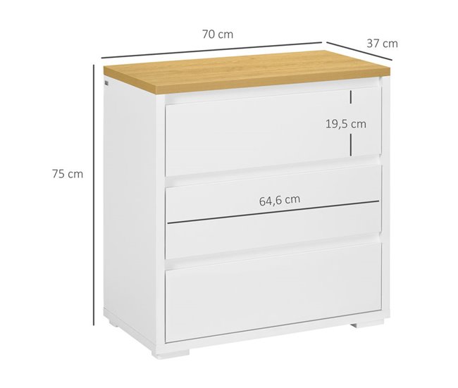 Cómoda para Dormitorio Melamina de Madera HOMCOM Blanco