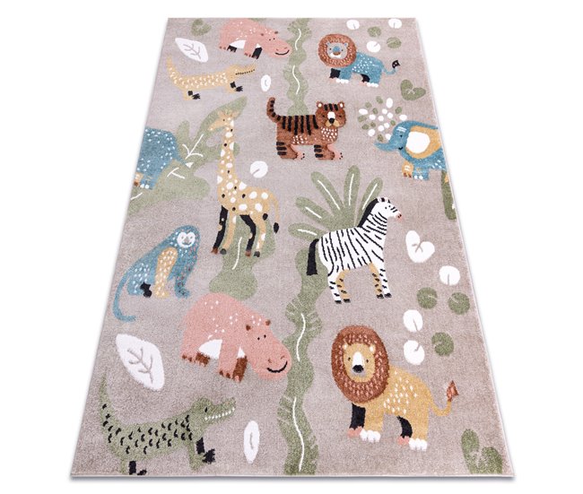 Alfombra FUN Africa para niños animales 80x150 Beige