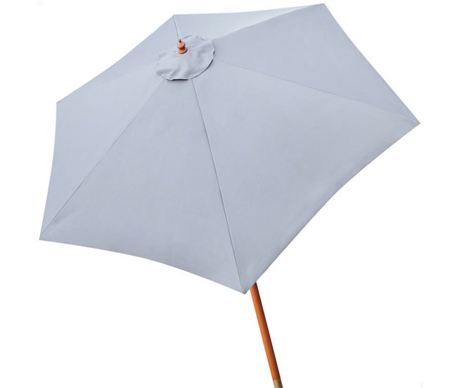 Parasol hexagonal 300 cm color antracita mástil madera Aktive Garden Gris