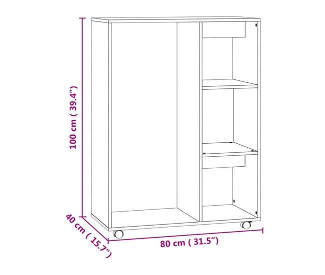 Armario Cavolo diseño sin puertas con ruedas Natural