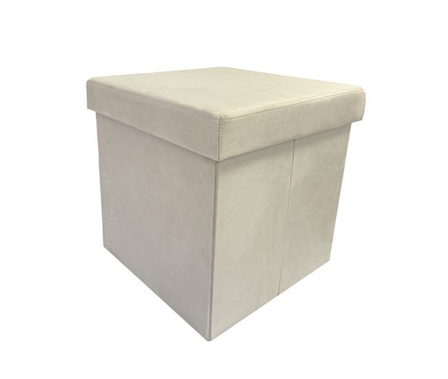 Acomoda Textil – Taburete para Almacenaje Plegable. Beige