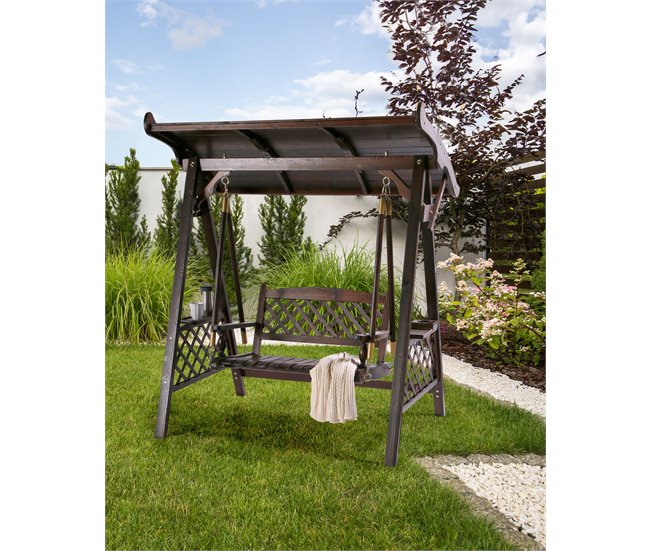 Beliani Columpio SENARICA Madera Oscura