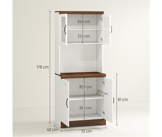 Alacena de Cocina MDF HOMCOM, hogar - cocina Blanco