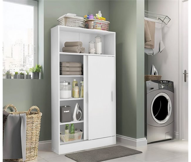 Armario despensa hogar Multiusos con Puertas correderas Blanco
