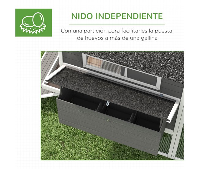 Gallinero de Exterior Madera de Abeto PawHut Gris