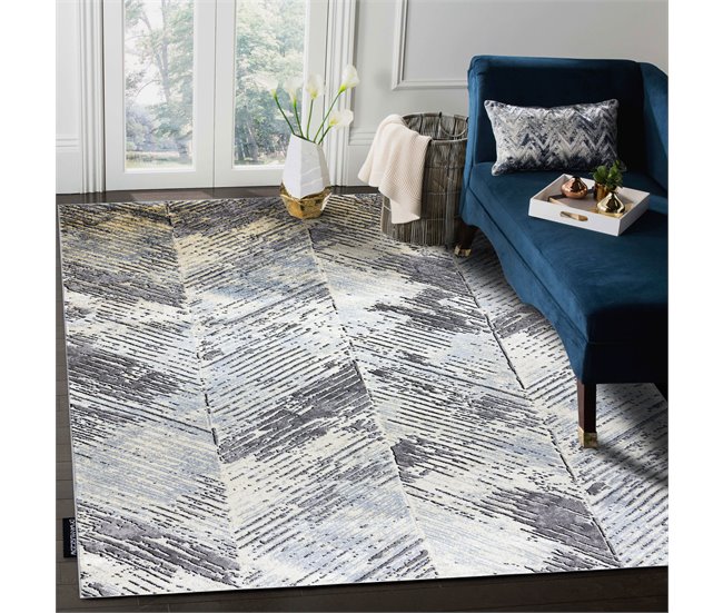 Alfombra DE LUXE moderna 2087 Espina de pescado vintage 160x220 Amarillo