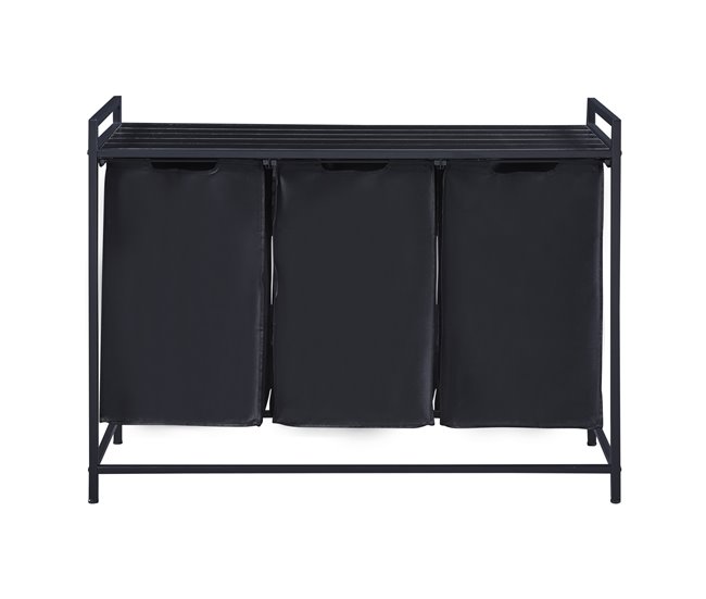 Clasificador de ropa Saltvik con 3 bolsas/ 45 L metal/poliéster Negro