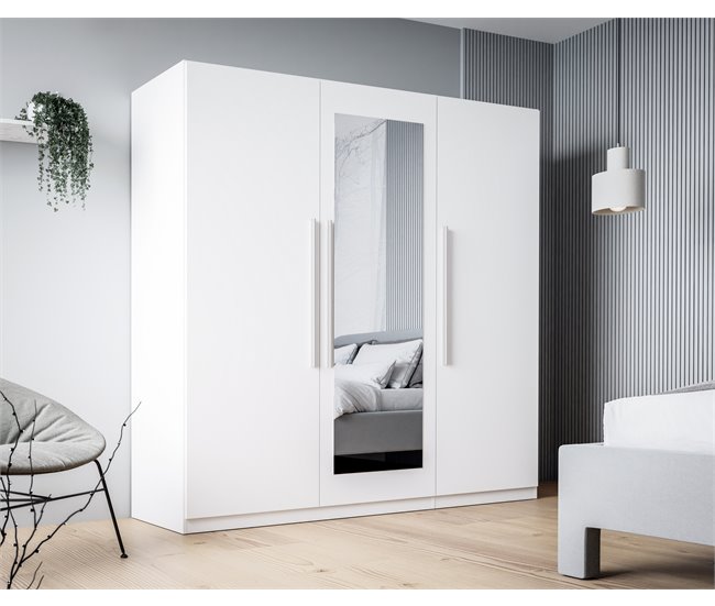 Armario HELEN puertas batientes 2 espejos 227x212cm Blanco