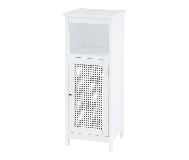 Mueble de baño Karlsøy con 1 puerta MDF ratán Blanco
