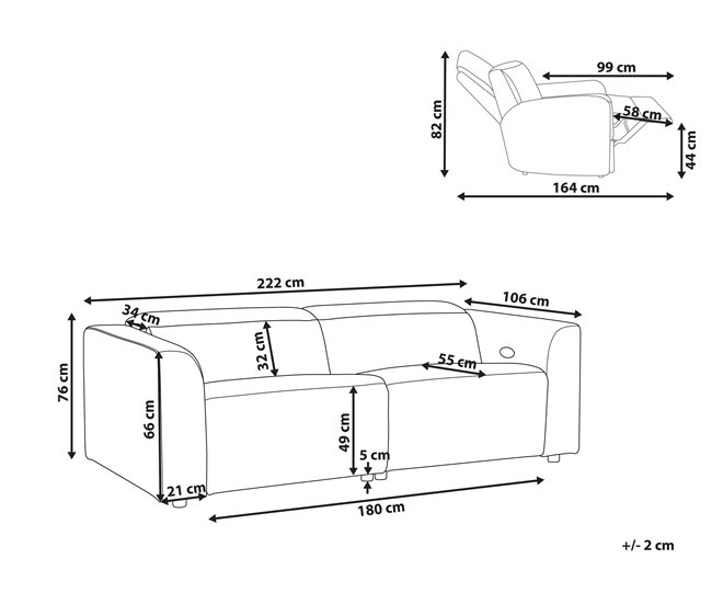 Beliani Sofá de 2 plazas Poliéster ULVEN Verde Oscuro