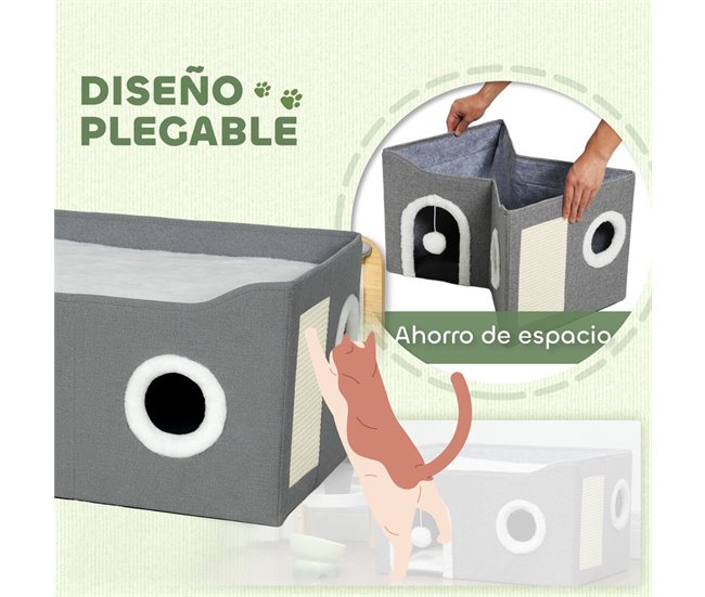 Casa para Gatos MDF, Sisal PawHut Gris