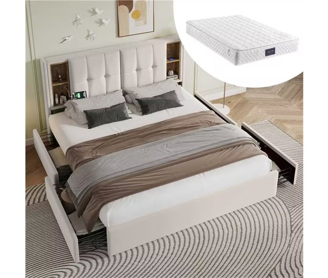 Camas de matrimonio 165x213 Beige