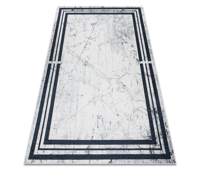 Alfombra lavable ANDRE 1023 Marco Mármol 120x170 Blanco/ Gris